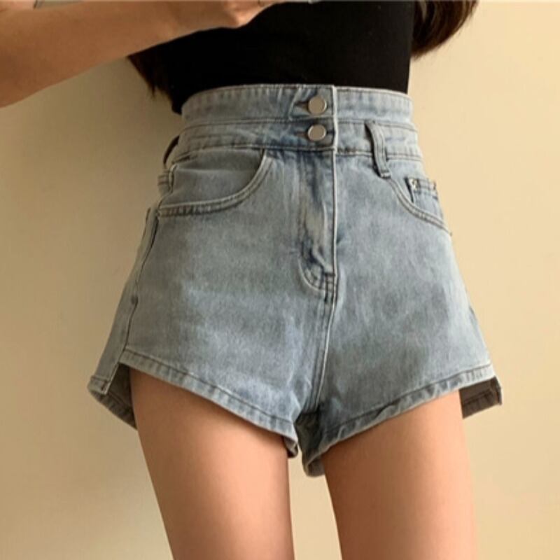 パンツ レディースブラック薄手ハイウェストウェストロングジーンズ ショーツ ブルマー YY-ファッション25253834727