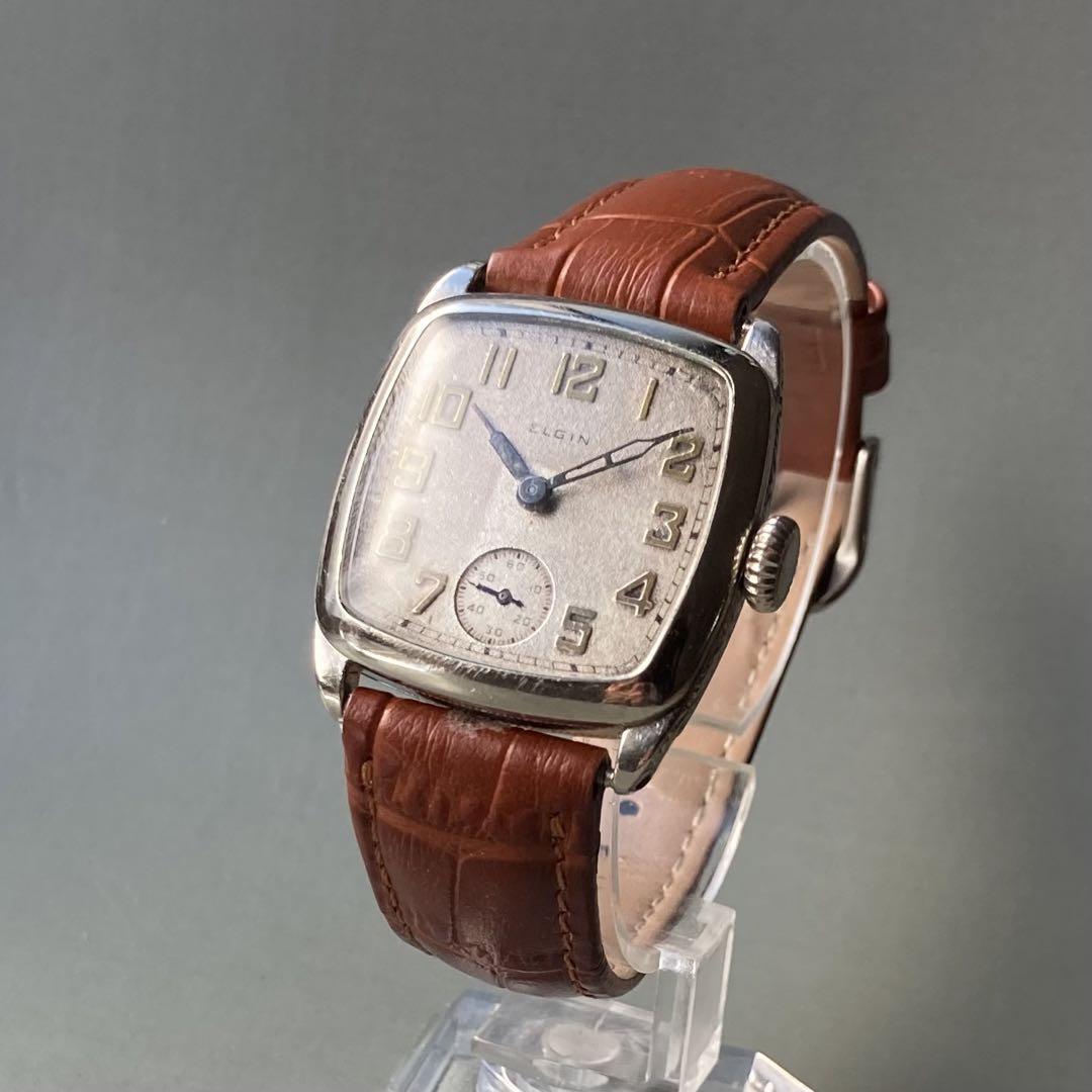 動作品】エルジン アンティーク 腕時計 1920年代 手巻き メンズ デコ