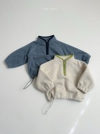 【 minirobe / 予約 】Two-tone fleece half zip-up