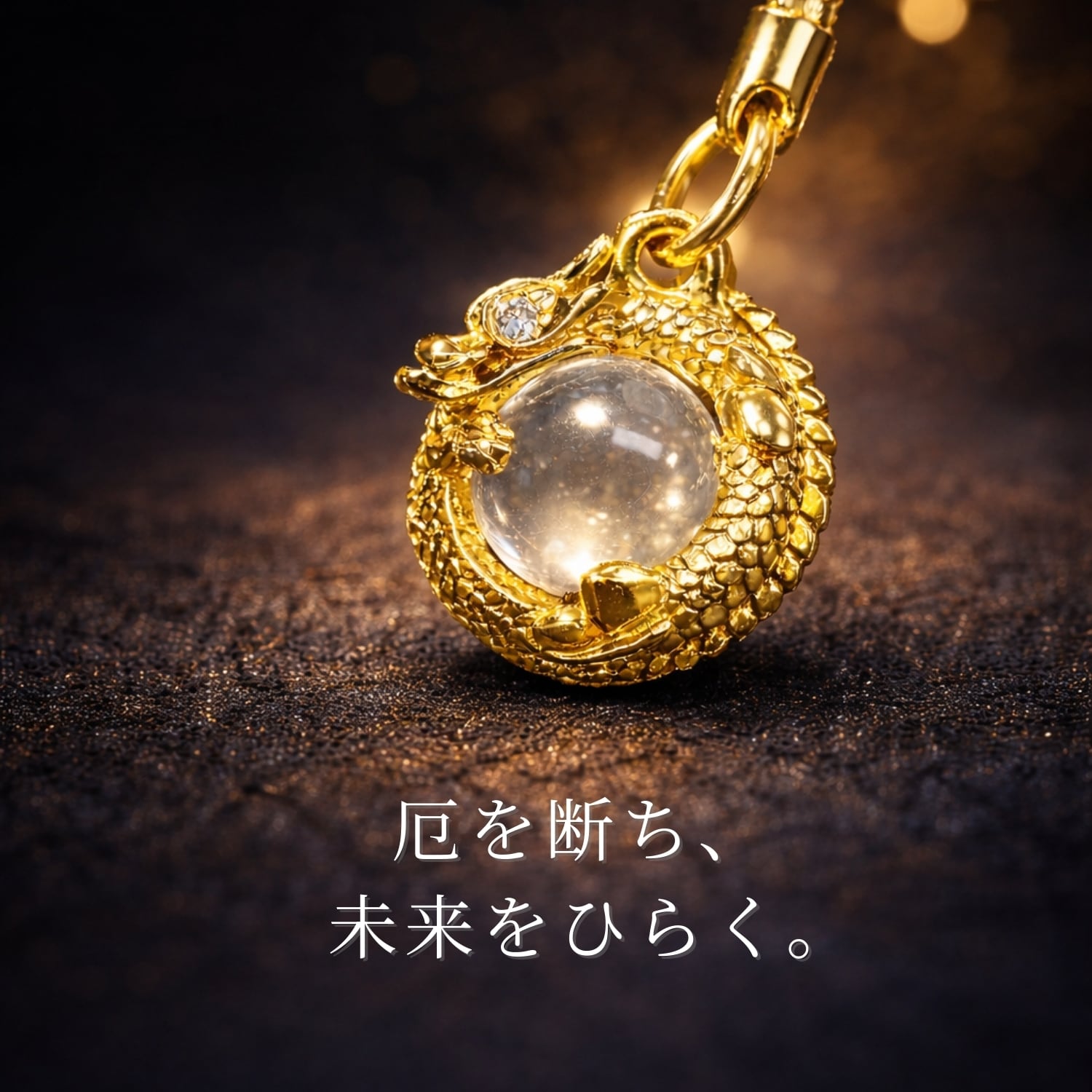 厄除金運 龍神守 黄金昇龍お守り｜水晶玉付き 魔除け・開運・金運上昇