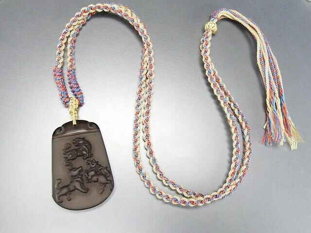 本玉 龍鳳 天然石 新疆産和田玉 玉彫 根付 掛物 和田玉 玉彫 古玩 開運