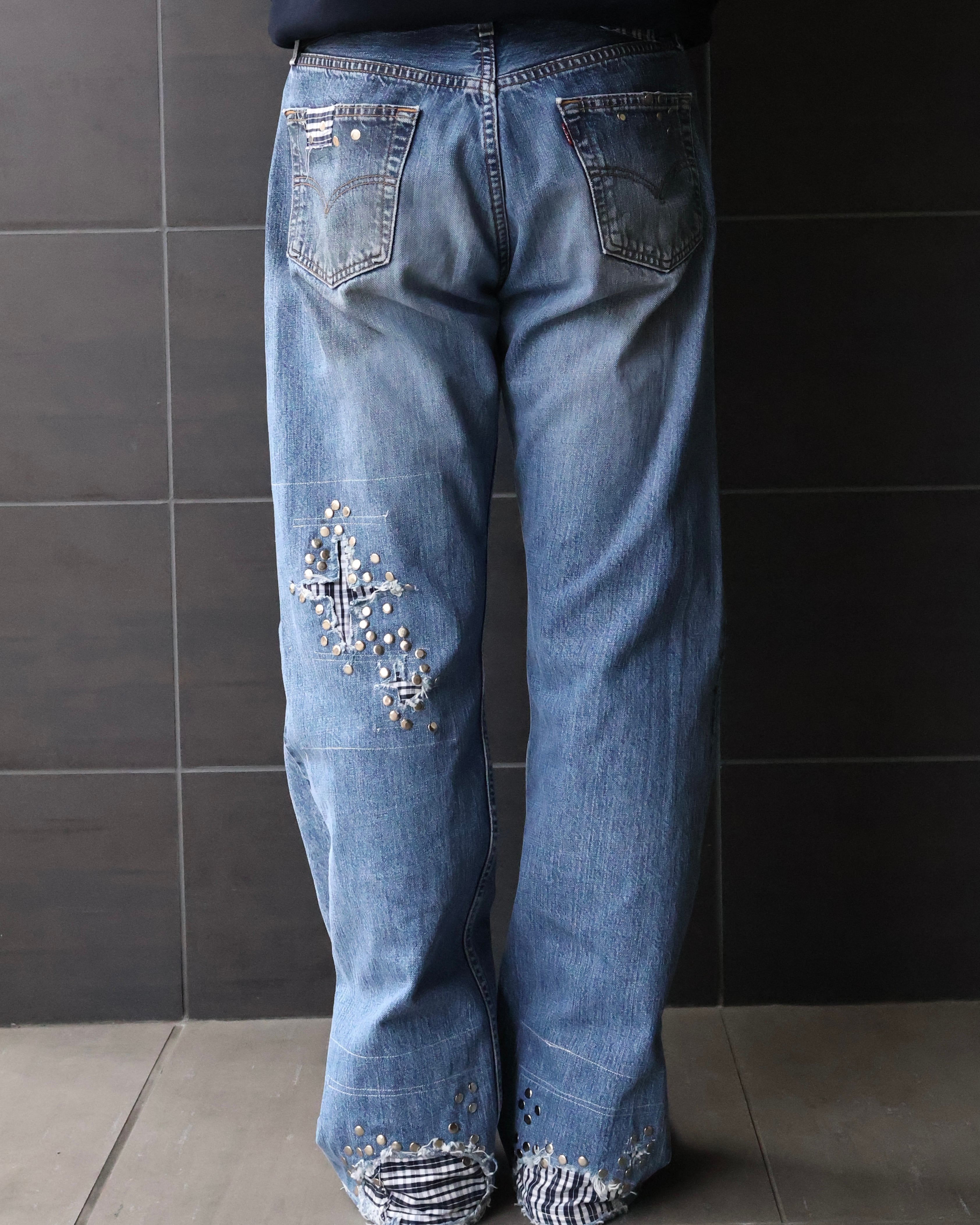 Hannah Creak】Studded Jeans Wide Leg | blendmarket