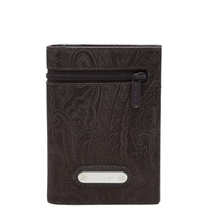 エトロ ペイズリー柄 二つ折り財布 ブラウン ナイロン レザー レディース ETRO 【中古】