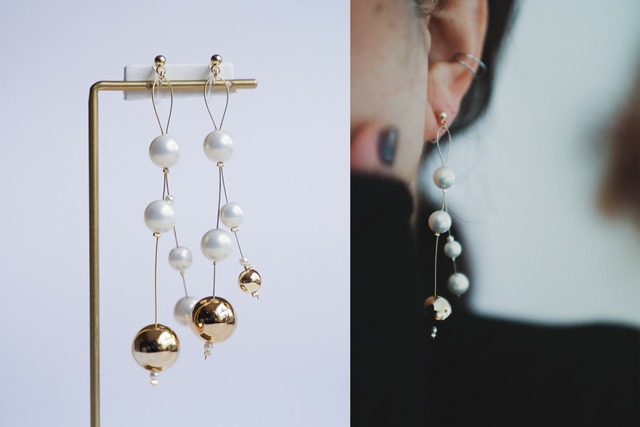 【ワイヤ パールドロップ】大ぶり・アレルギー対応・シンプル・スタッド ・カジュアル・スタッド