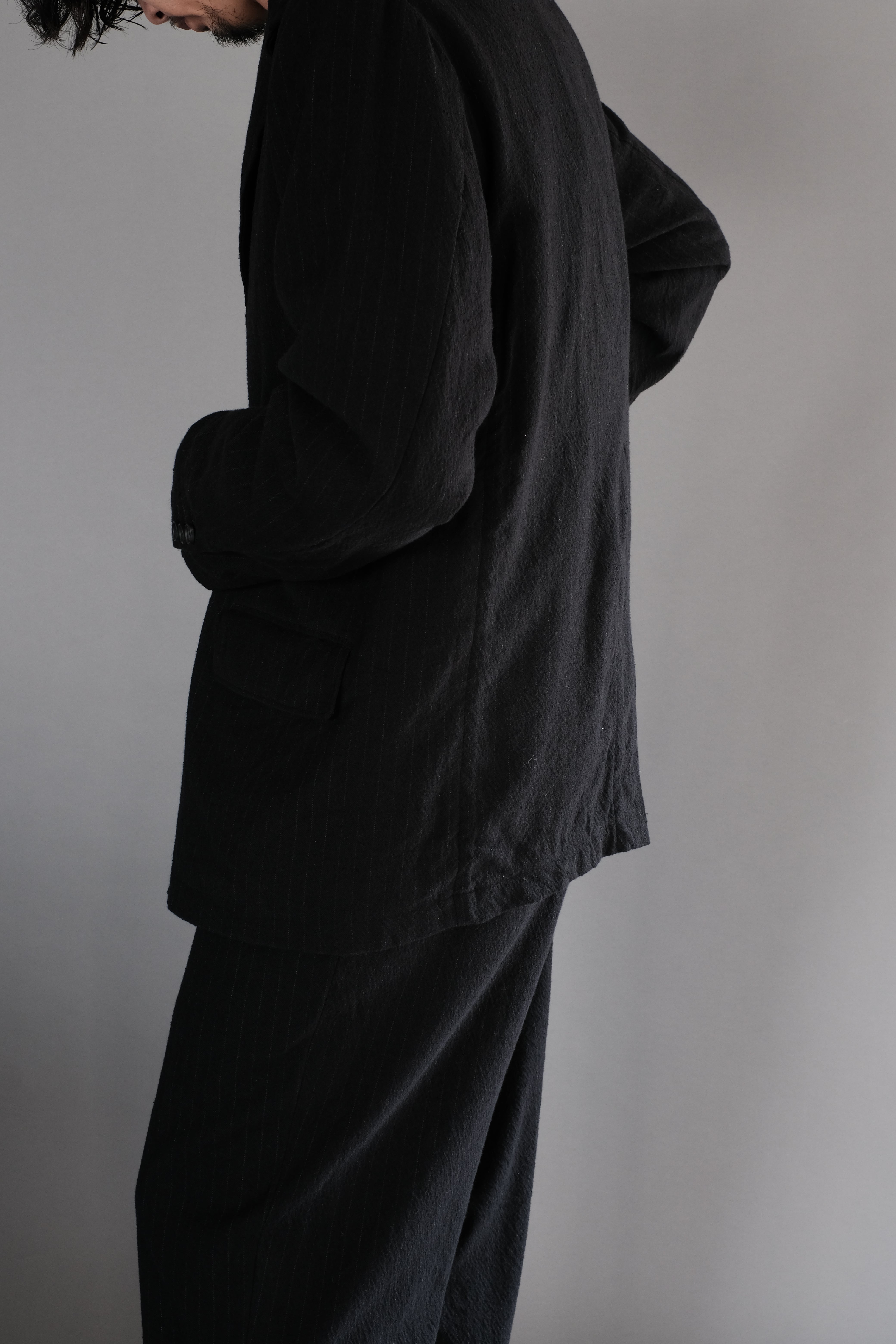 ULTERIOR / WASHED WOOL SILK STRIPE 2B JKT 