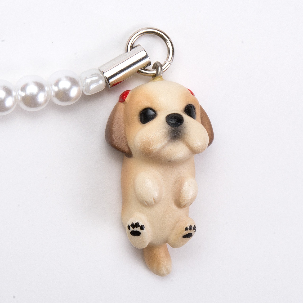 Dog 92 Shih Tzu シーズー ゴールドホワイト ビーズ ストラップ DN-5001