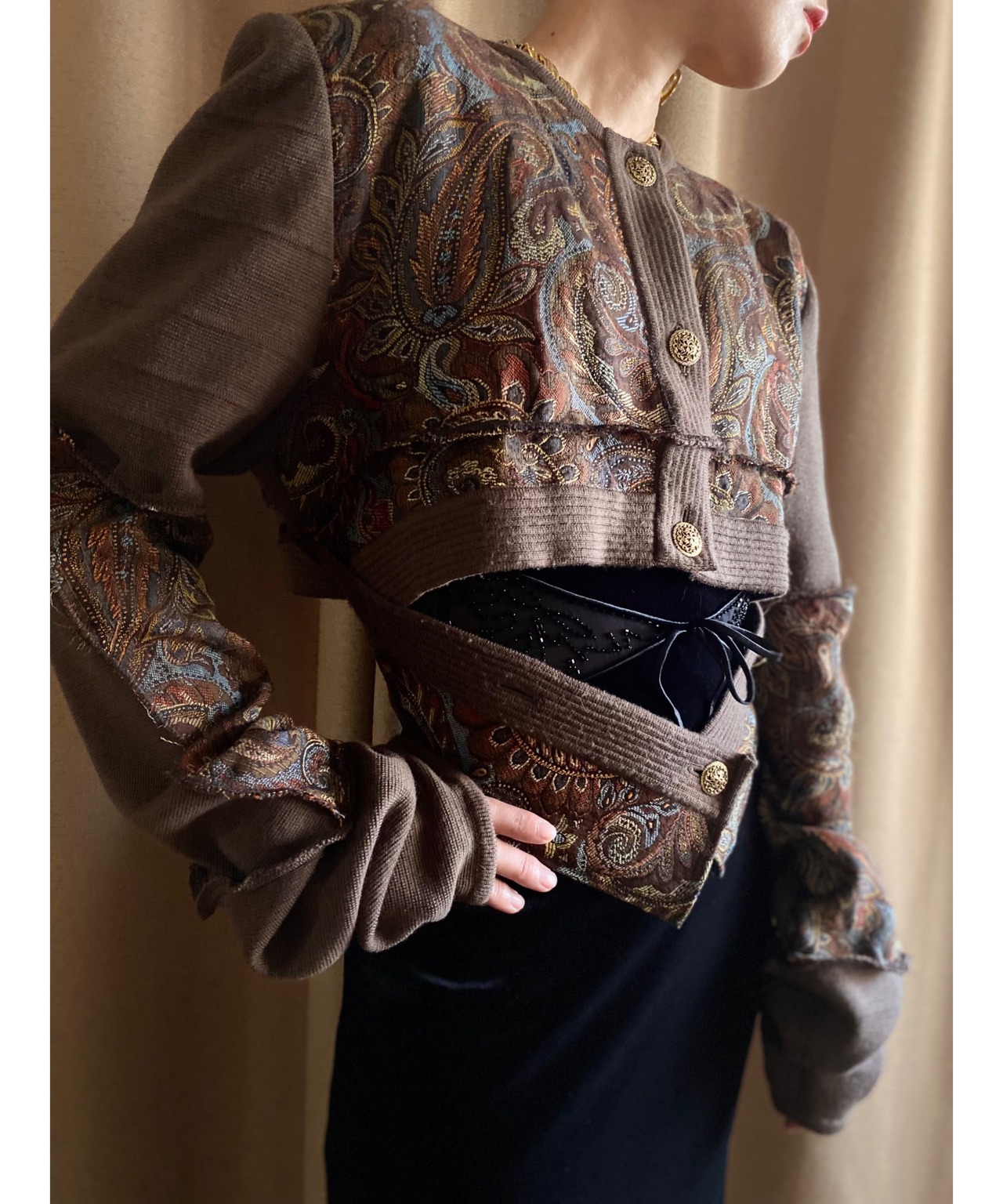 jacquard design remake knit cardigan-3735-10