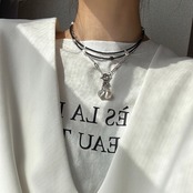 ［3色展開] 天然石 × パール ビーズネックレス ［SSN045］