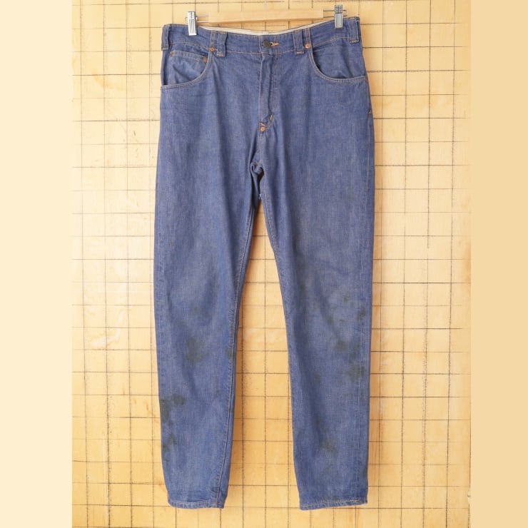 USA製 60s-70s ワークパンツ 古着 ネイビー W32 GRIPPER ZIPPER