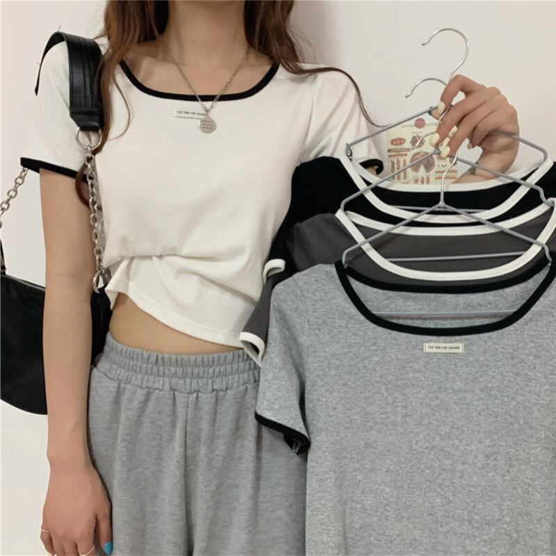 サマートップス 薄手Tシャツ ホワイトショート 半袖 ハーフスリーブ 大人ガーリー スウィート キュート カジュアル 夏物 1号婦人55078588421