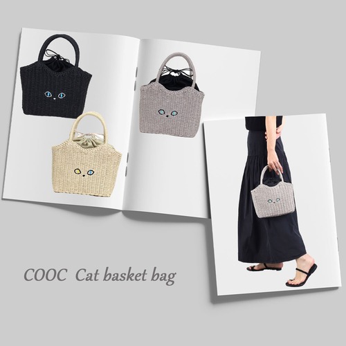 COOCO クーコ 猫カゴバッグ 巾着 かごバッグ サマーバッグ ネコ ねこ 猫雑貨 ナチュラル レディースバッグ ハンドバッグ PAJ0104