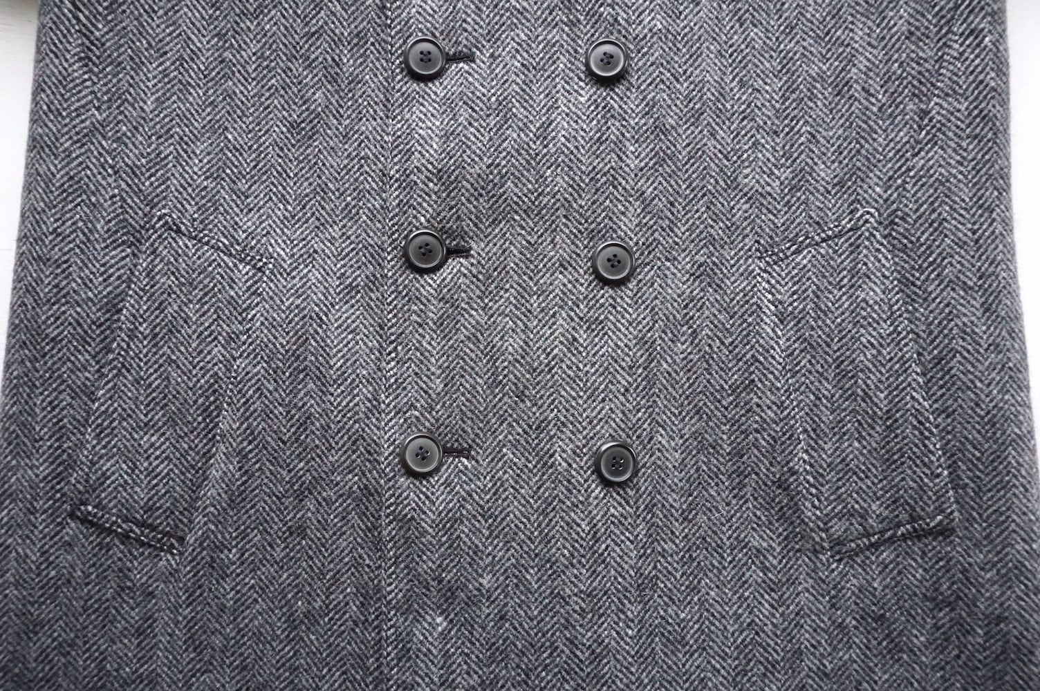 1970's〜 [LAKELAND] ツイードトレンチコート ヘリンボーン柄 グレー