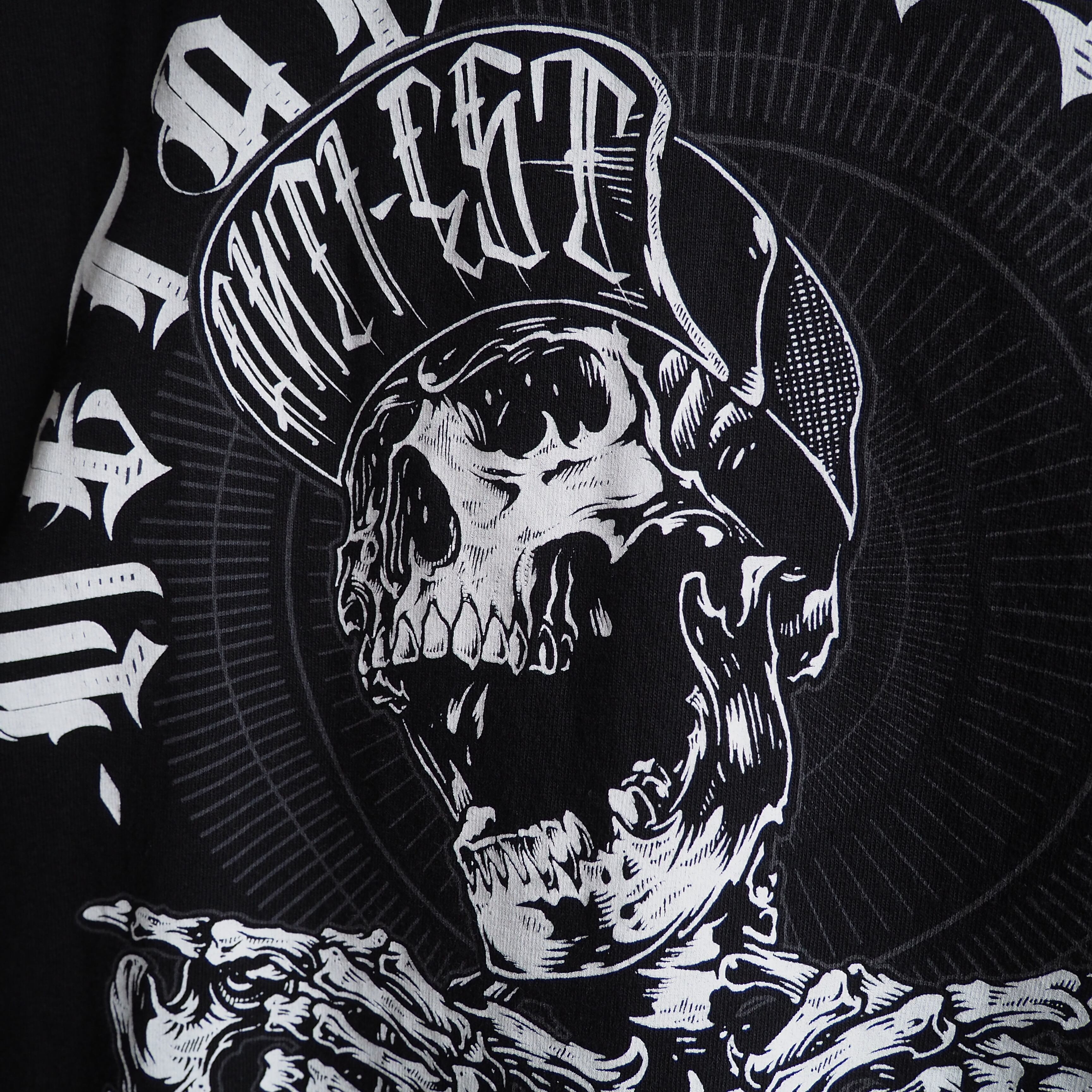 Bone prayer human graphic printed Black loose S/S Tee