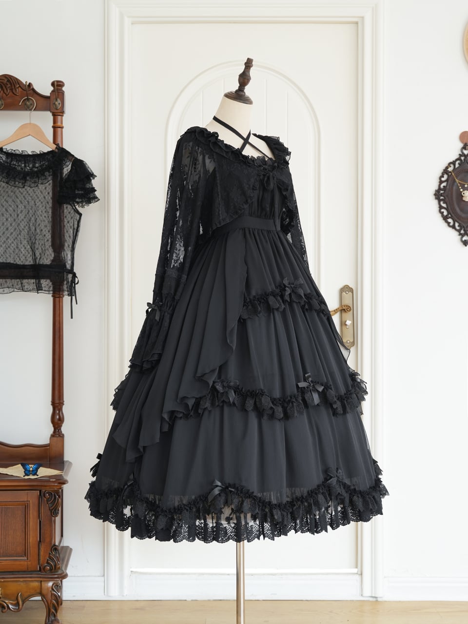 16233✨45R ゴマデニム×天竺フリルのボレロ カシュクール ジャケット 16233✨45R ゴマデニム×天竺フリルのボレロ カシュクール ジャケット