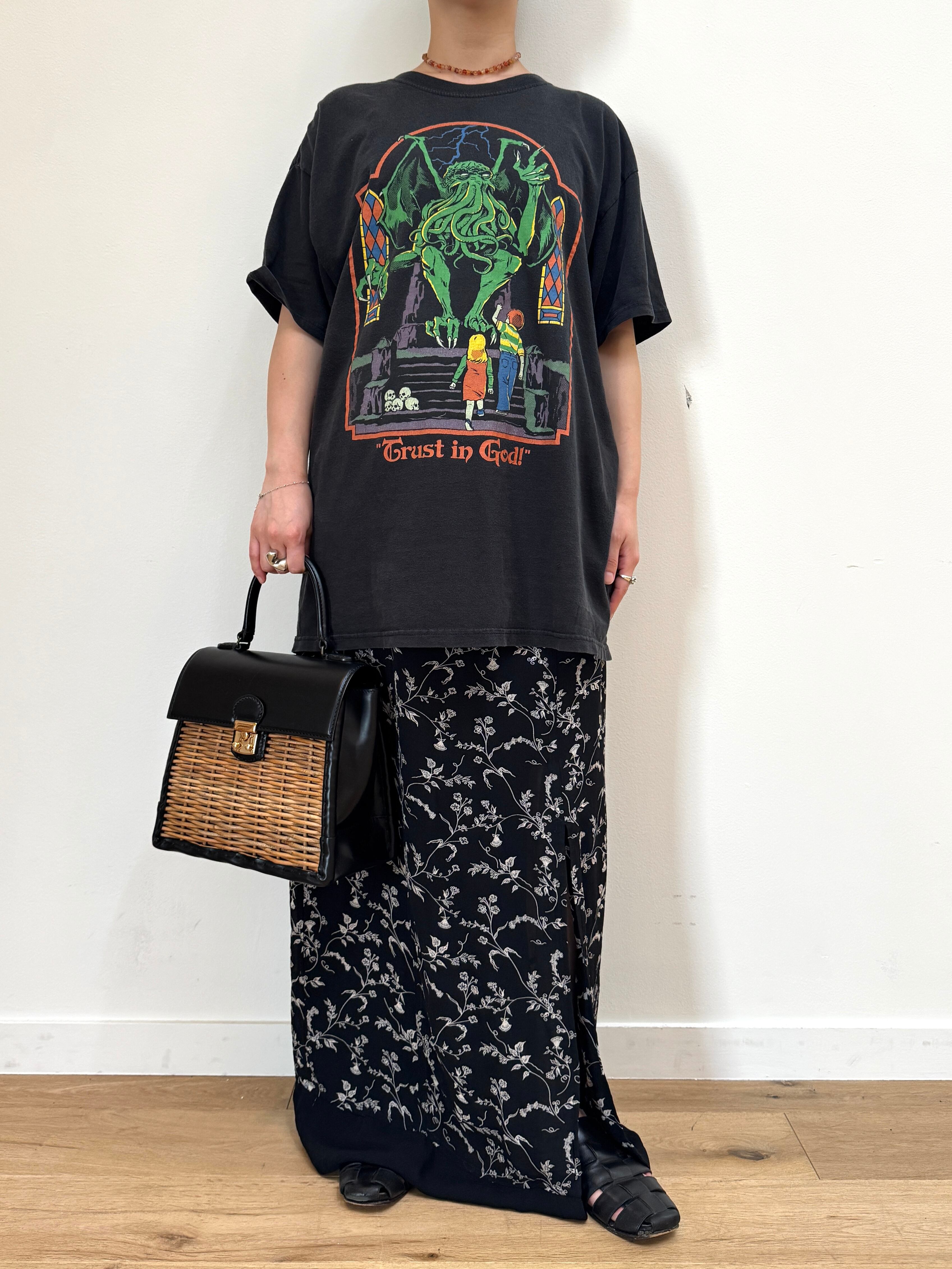 CU12-11 USED GRAPHIC TEE "Trust in God!"-BLACK-