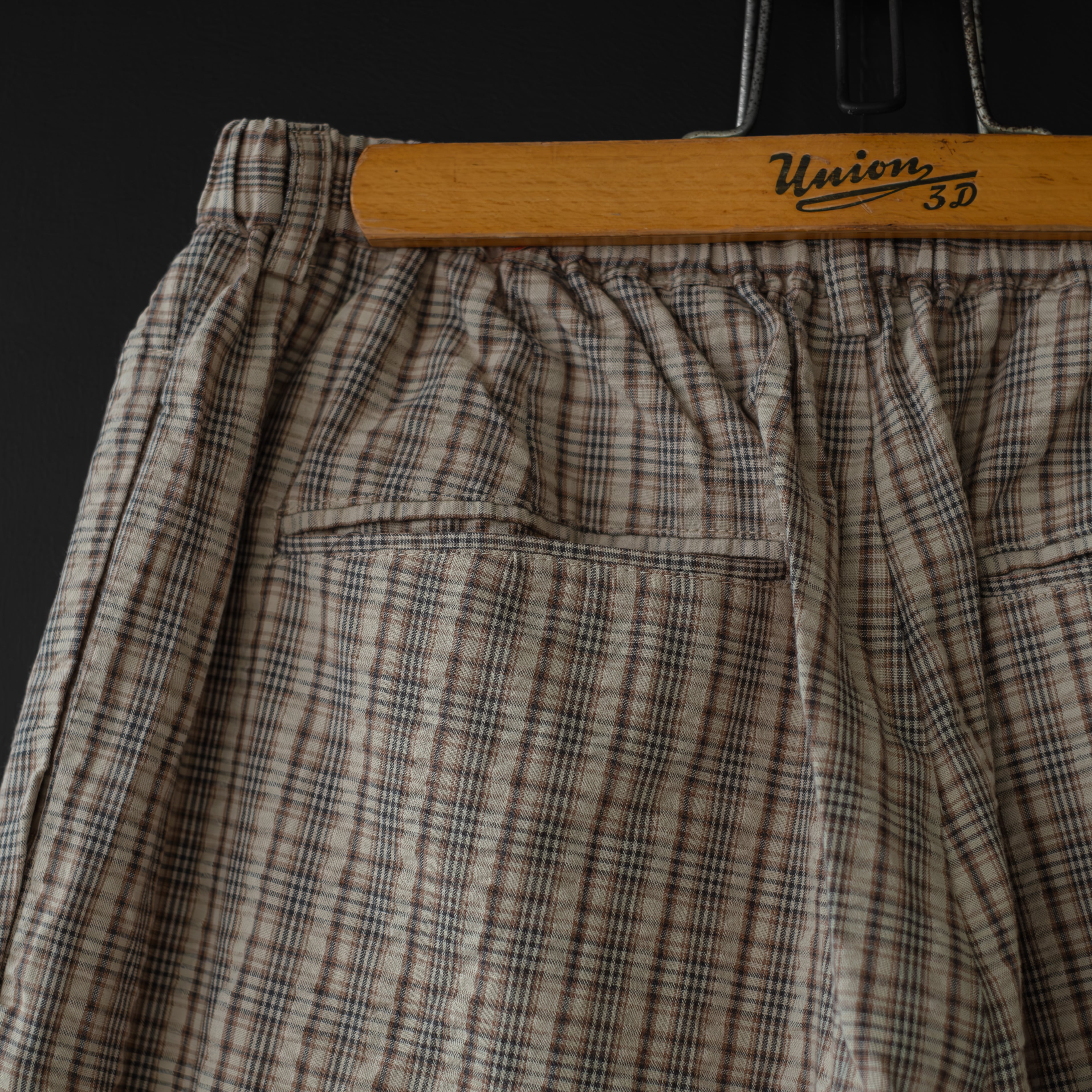 modem design】 check wide pants (beige) | dros dro
