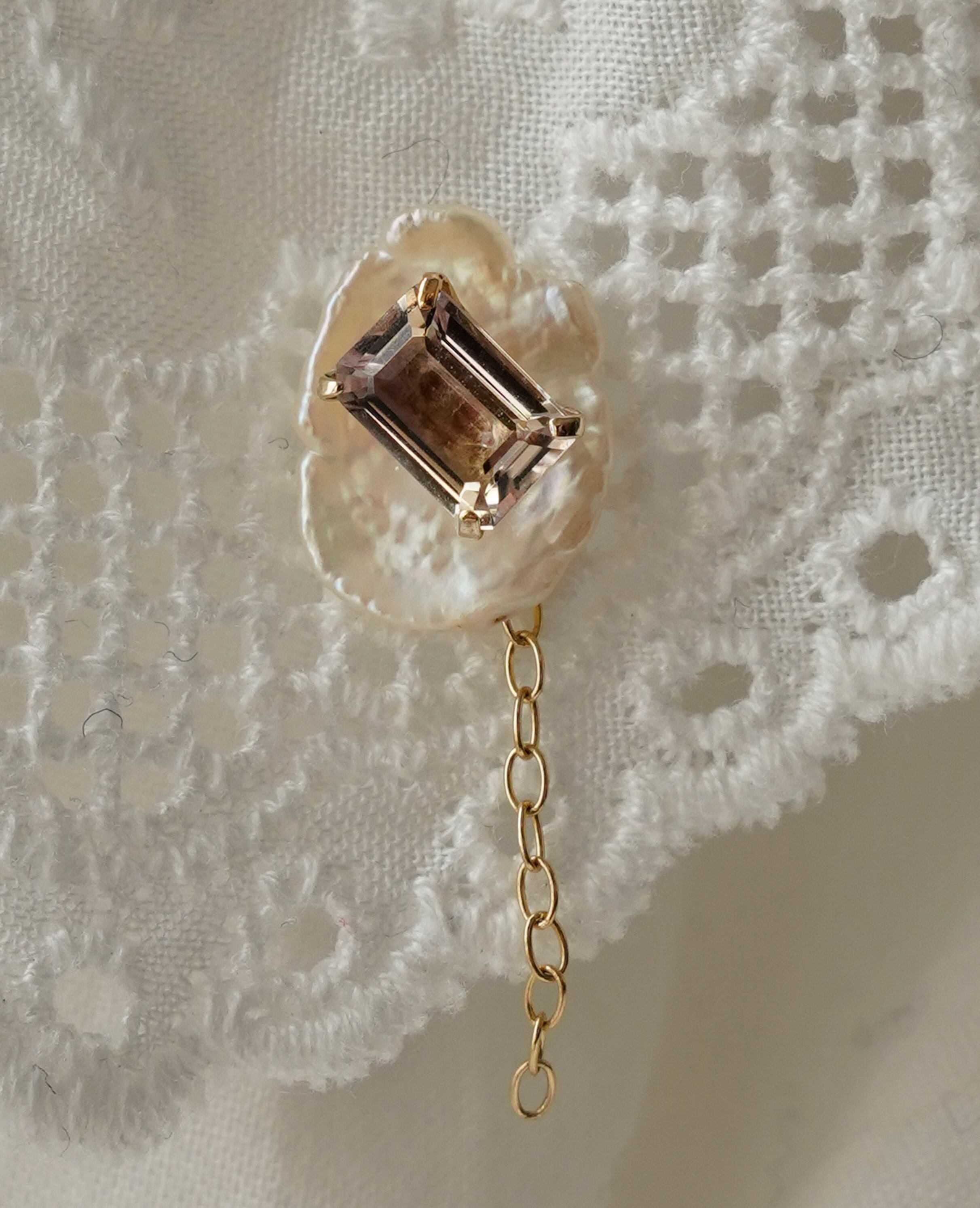 (K10・K18)Birthstone pierced 2月-Ametrine-