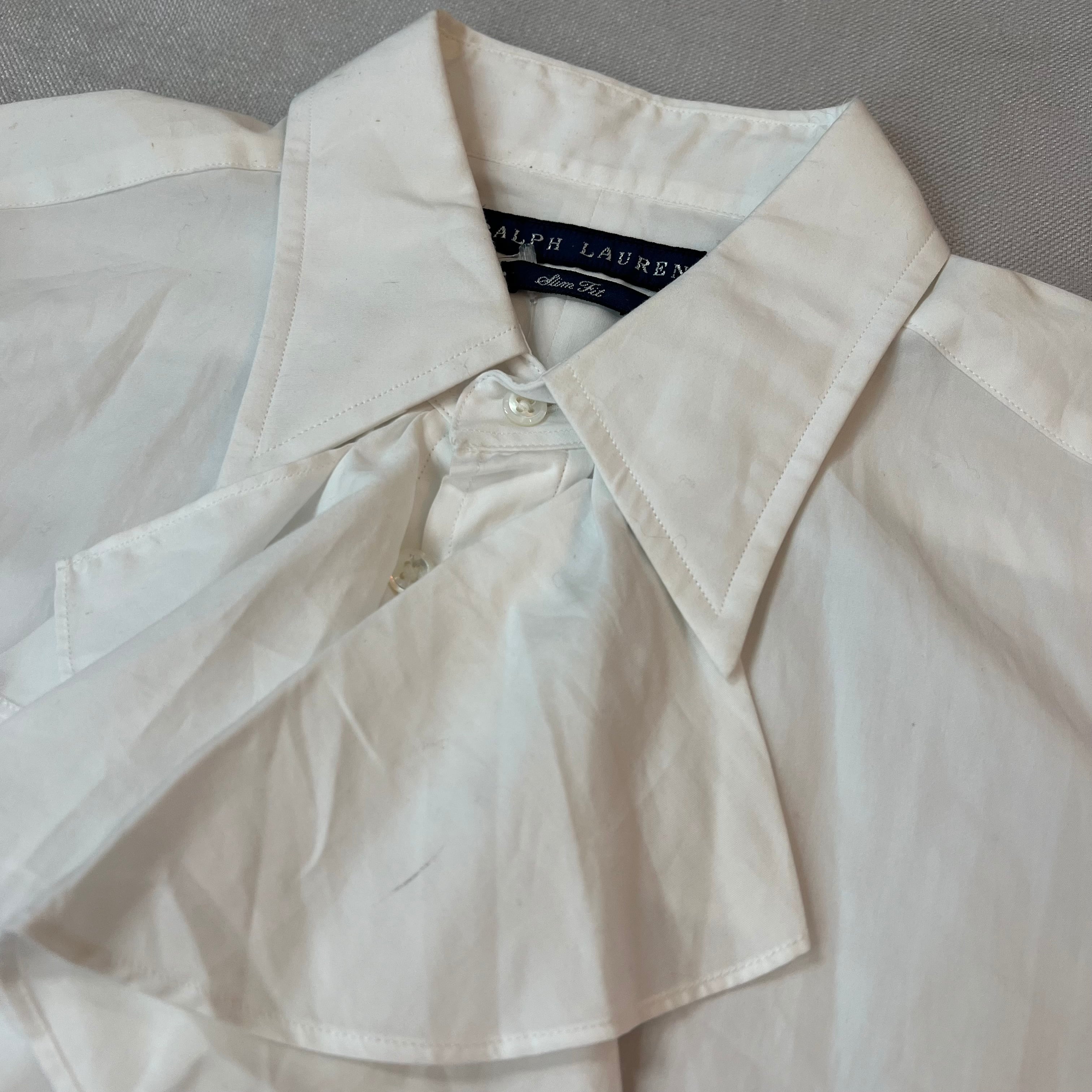 Ralph Lauren ラルフローレン フリルシャツ ドレスシャツ 白 Ralph Lauren ラルフローレン フリルシャツ ドレスシャツ 白