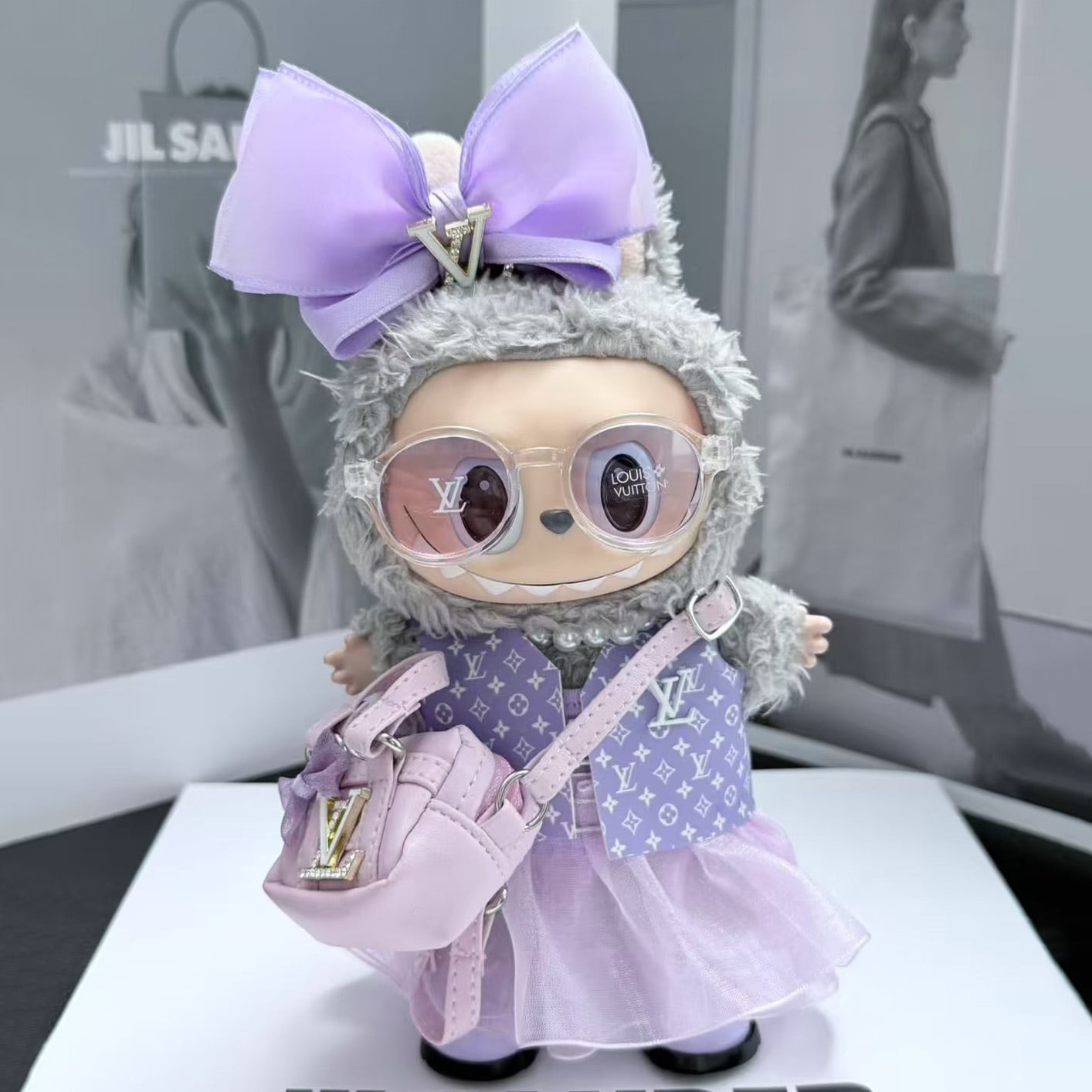 【2026ファッションシリーズ】少量製作♡ パープルドリームが叶える、ラブブのための7点フルコーデ。the monsters Labubu 17cm用 パープルドリーム ファッション7点セット 可愛い 高品質