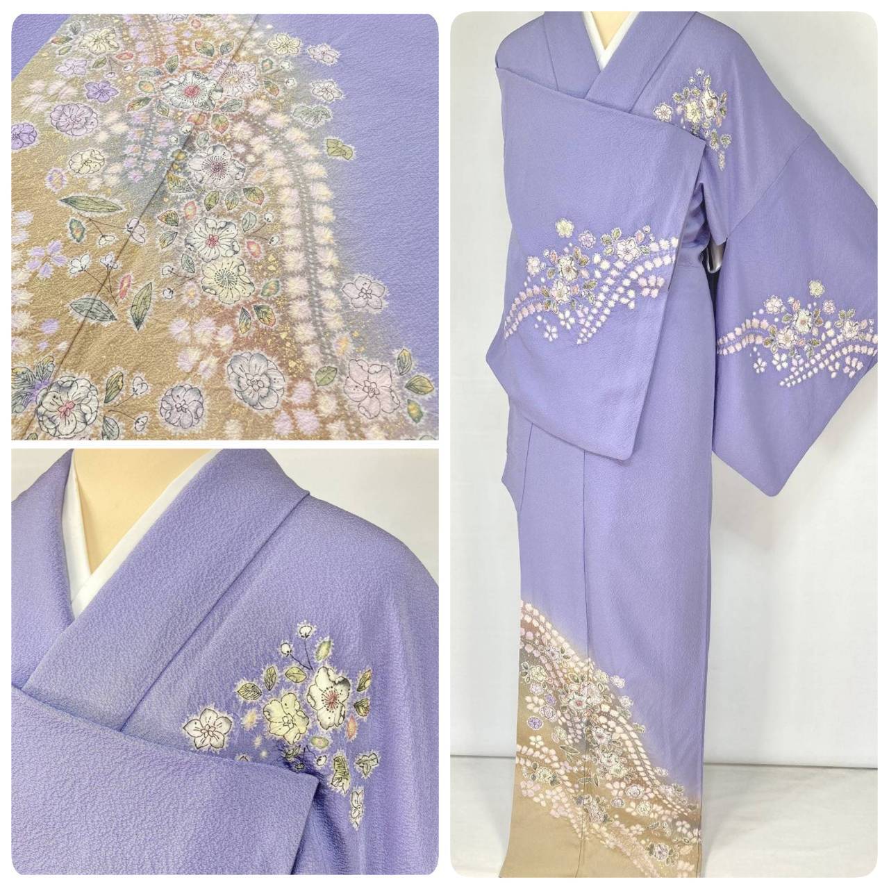 未使用 有松絞り【浴衣】希少色 花柄 綿 夏着物 有松鳴海絞り 赤 白