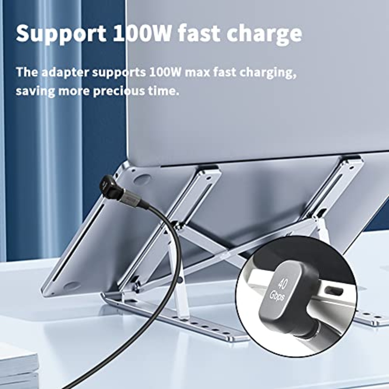 Duttek 40Gbps USB C U字型アダプター 100W 1個パック 180度角度付き USB Type C オスメス 延長コネクター USB Type-c U字アダプタThunderbolt 3/4対応 MacBook Air/Pro/ノートパソコン/携帯電話用