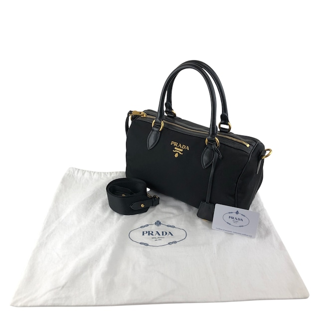 PRADA プラダ ボストンバッグ ブラック ロゴ ナイロン 2way vintage ヴィンテージ オールド 76zjdy