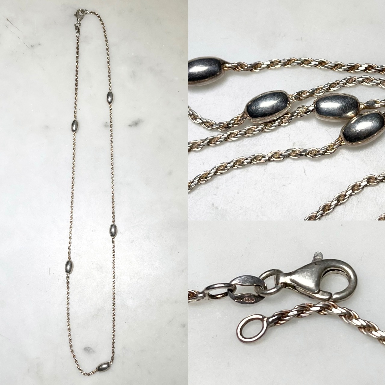 vintage silver twist chain necklace