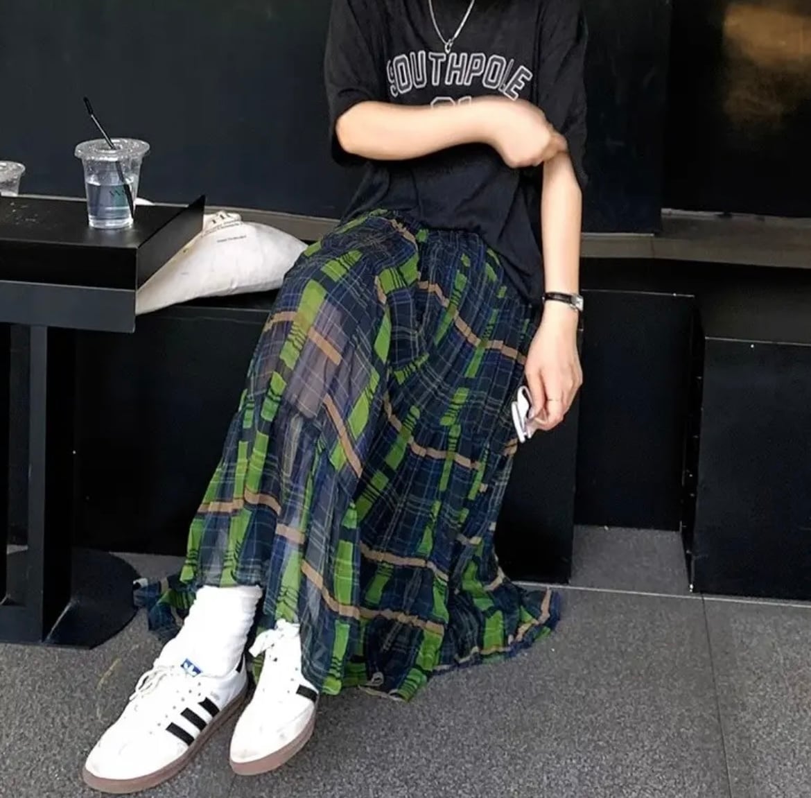 グリーンチェックロングスカート | jbgcompany