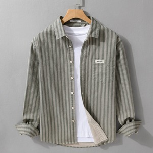 【M-3XL】Vintage Stripe Long Sleeve Shirt / ヴィンテージ ストライプ 長袖 シャツ