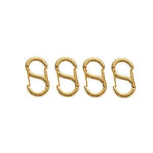 【人気】極小 カラビナ 留め具 4個セット ゴールド S字 マイクロ スモール 全長 11.5㎜ 金