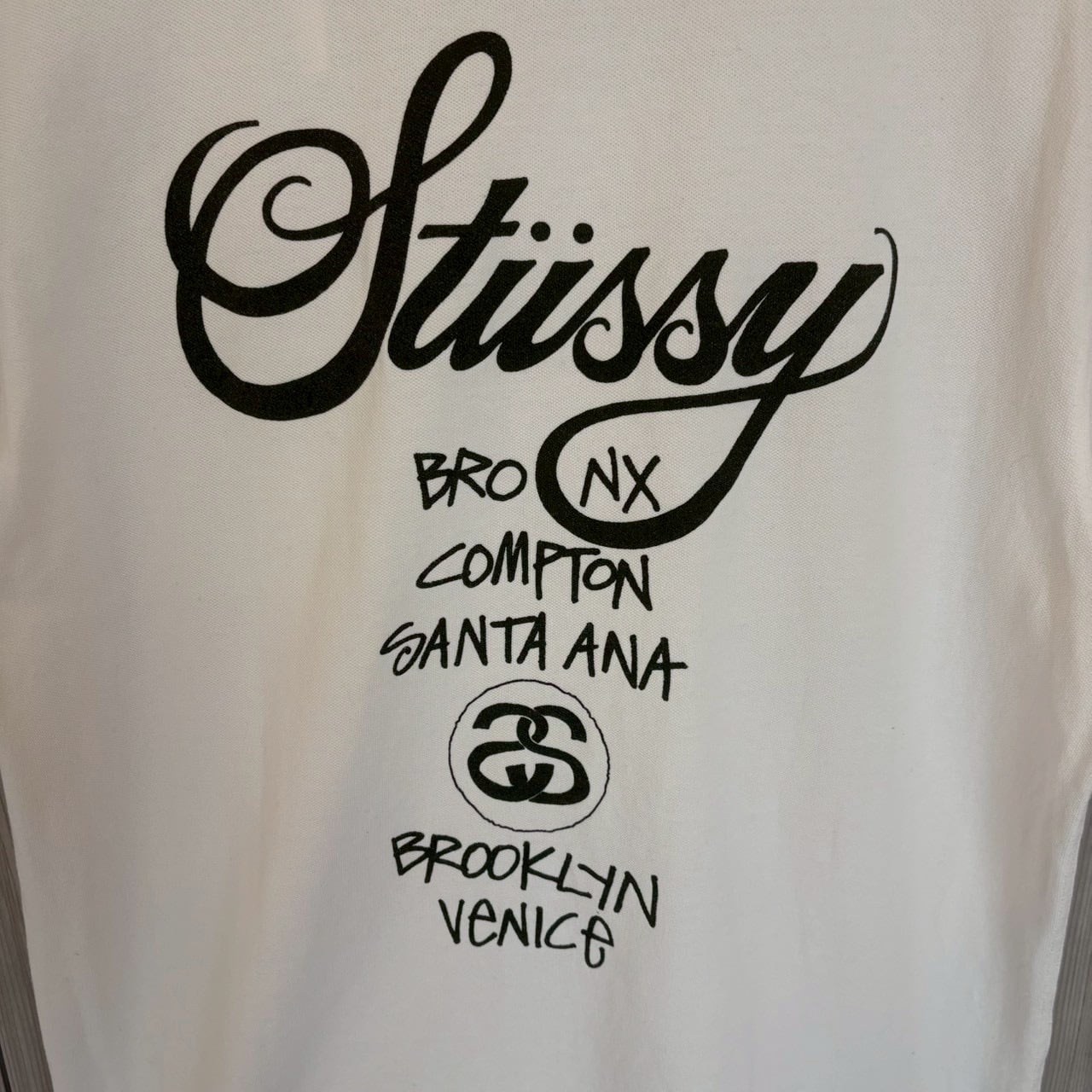 stussy ステューシー ポロシャツ L ワールドツアー プリント バック
