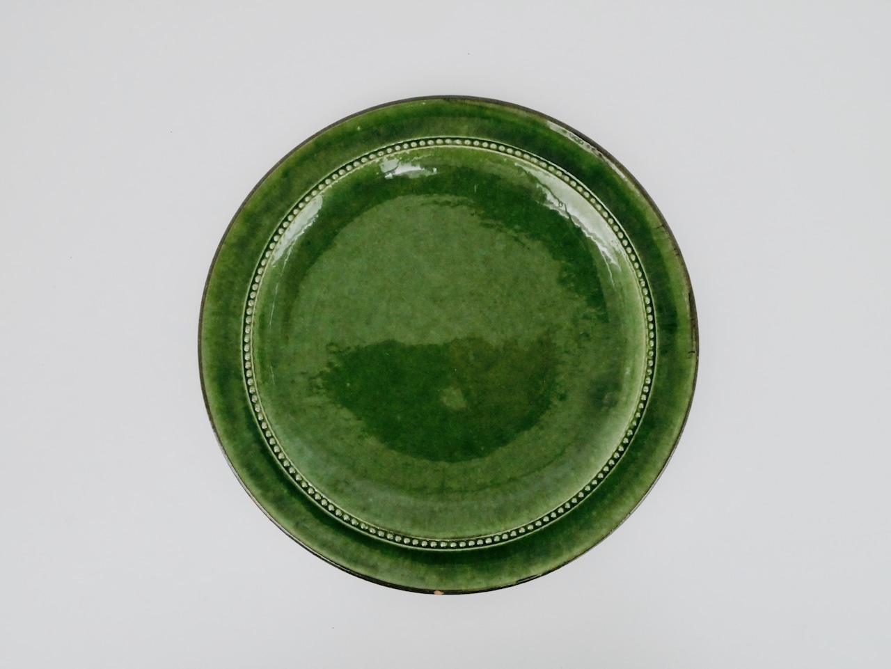 Höganäs keramik(ホガナス ケラミック) ・Old Höganäs グリーンのプレート(欠けあり)