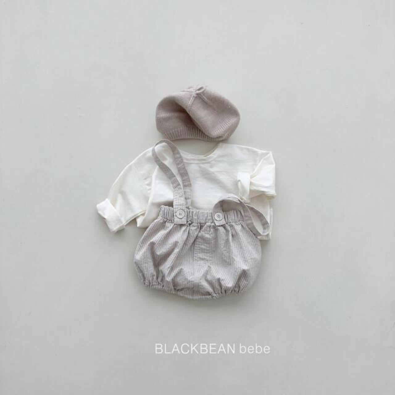 【BLACK BEAN】チュロスサロペットSET ベージュ 60〜80cm【240205bl】 - 3