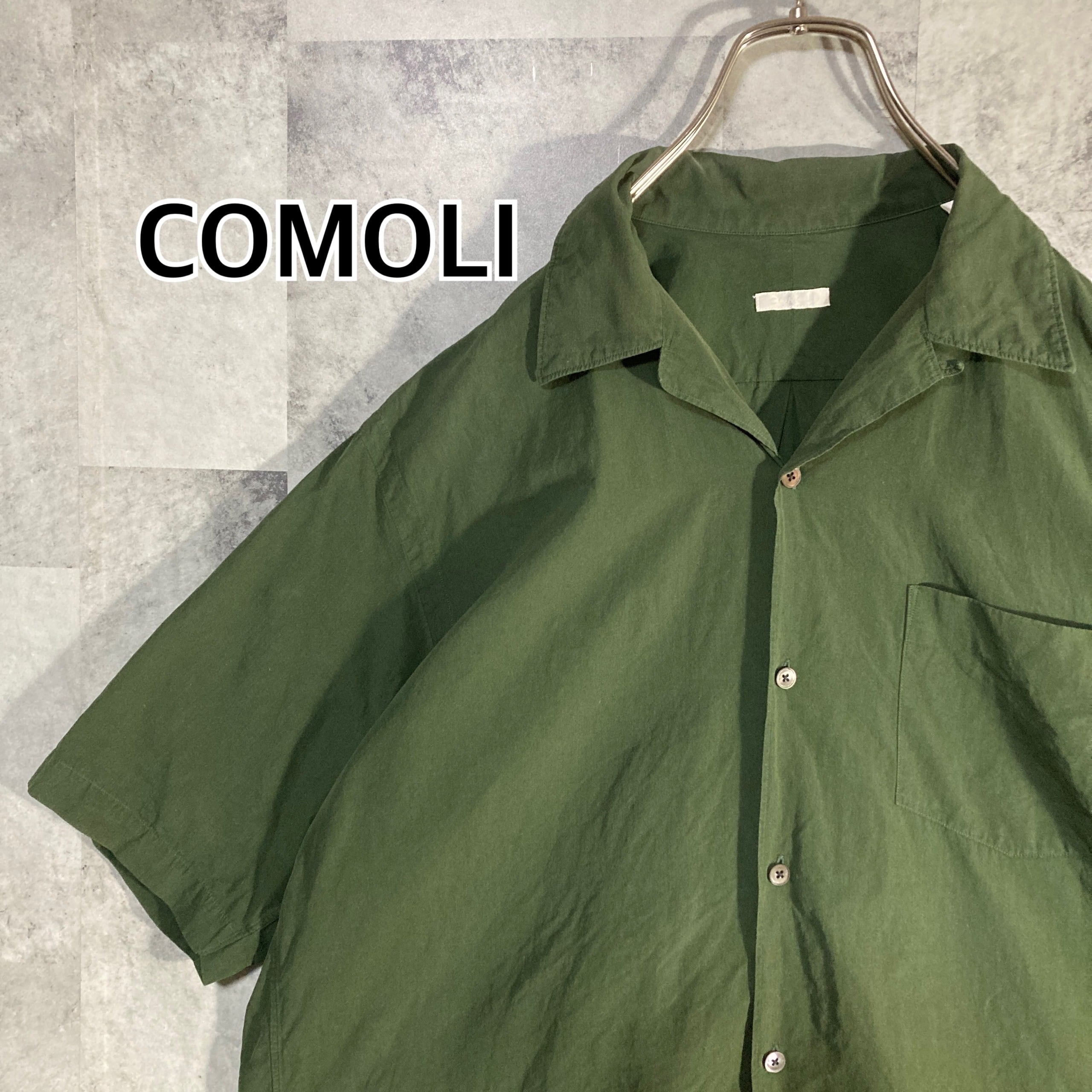 日本製 COMOLI コモリ 半袖 オープンカラー シャツ オリーブ 2