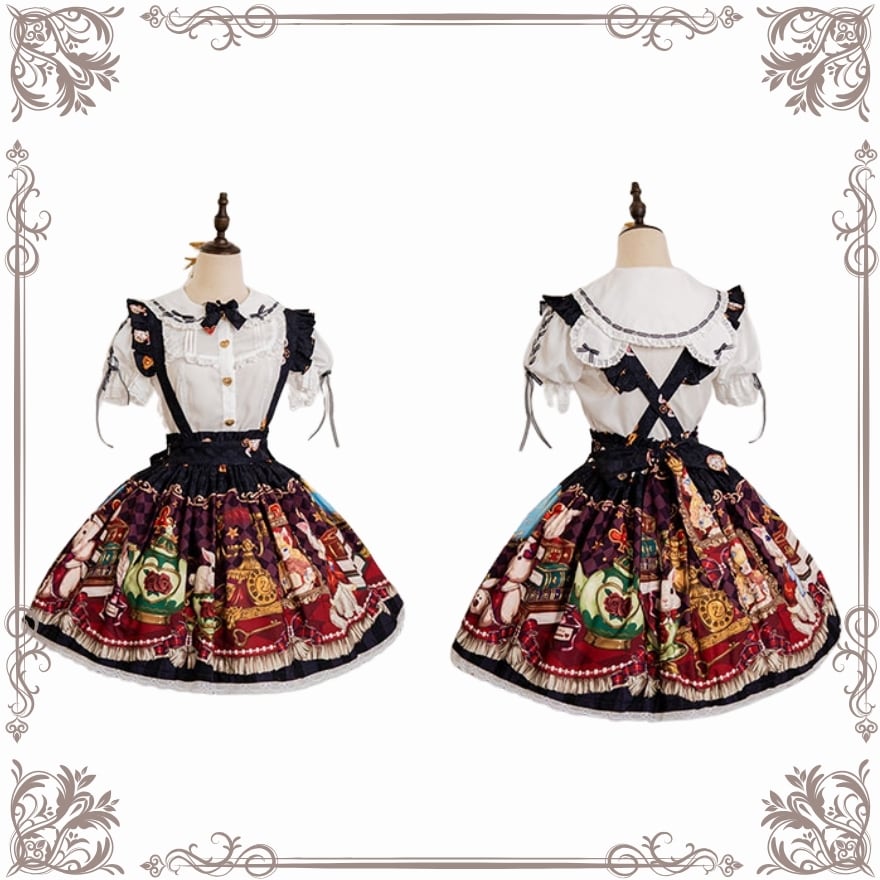 甘ロリ スカート プリント柄 クラウンベアー 量産型 lolita｜SEASONZ