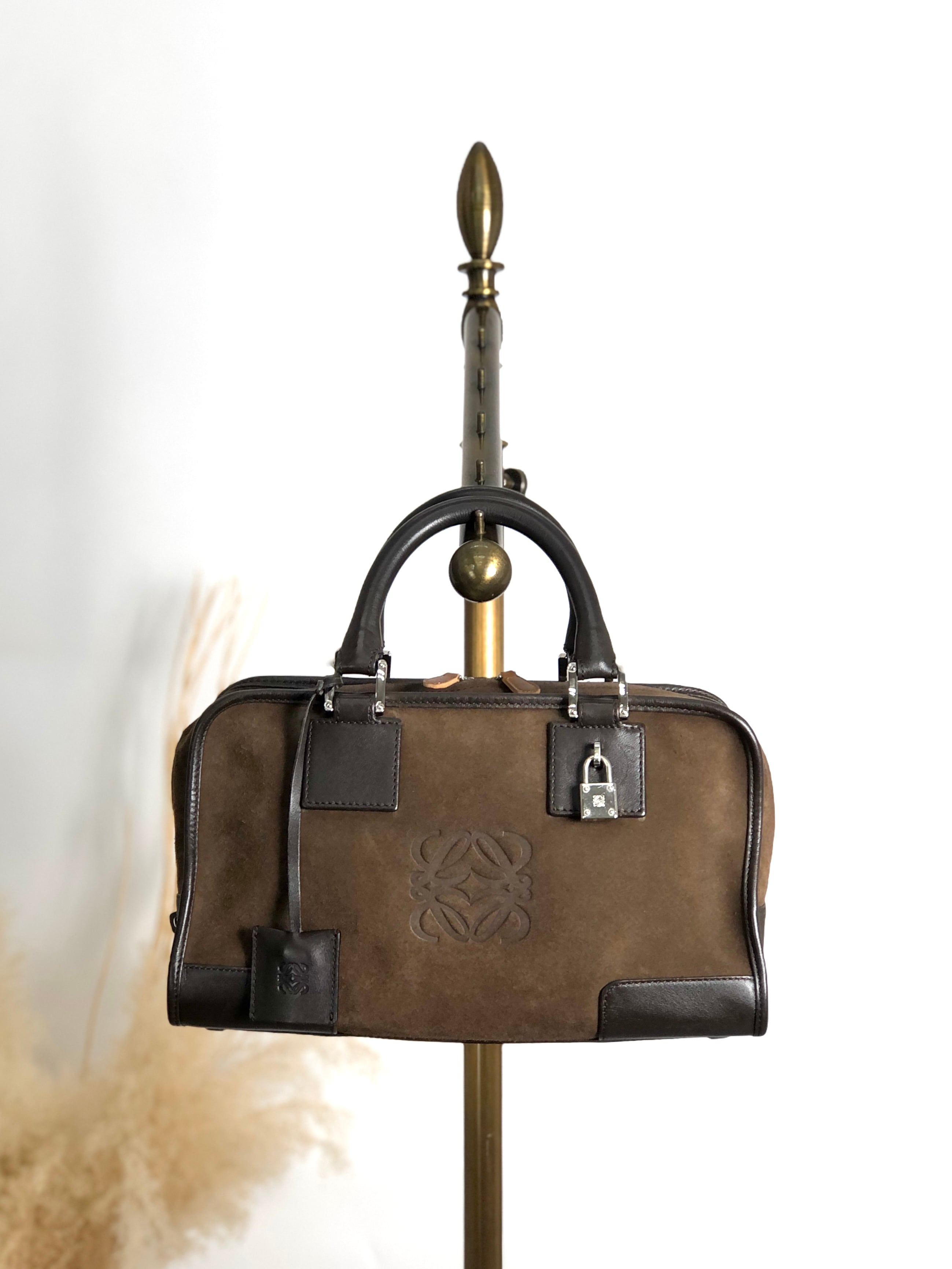 LOEWE ロエベ アマソナ28 ハンドバッグ ブラウン アナグラム スウェード vintage ヴィンテージ オールド smftxe