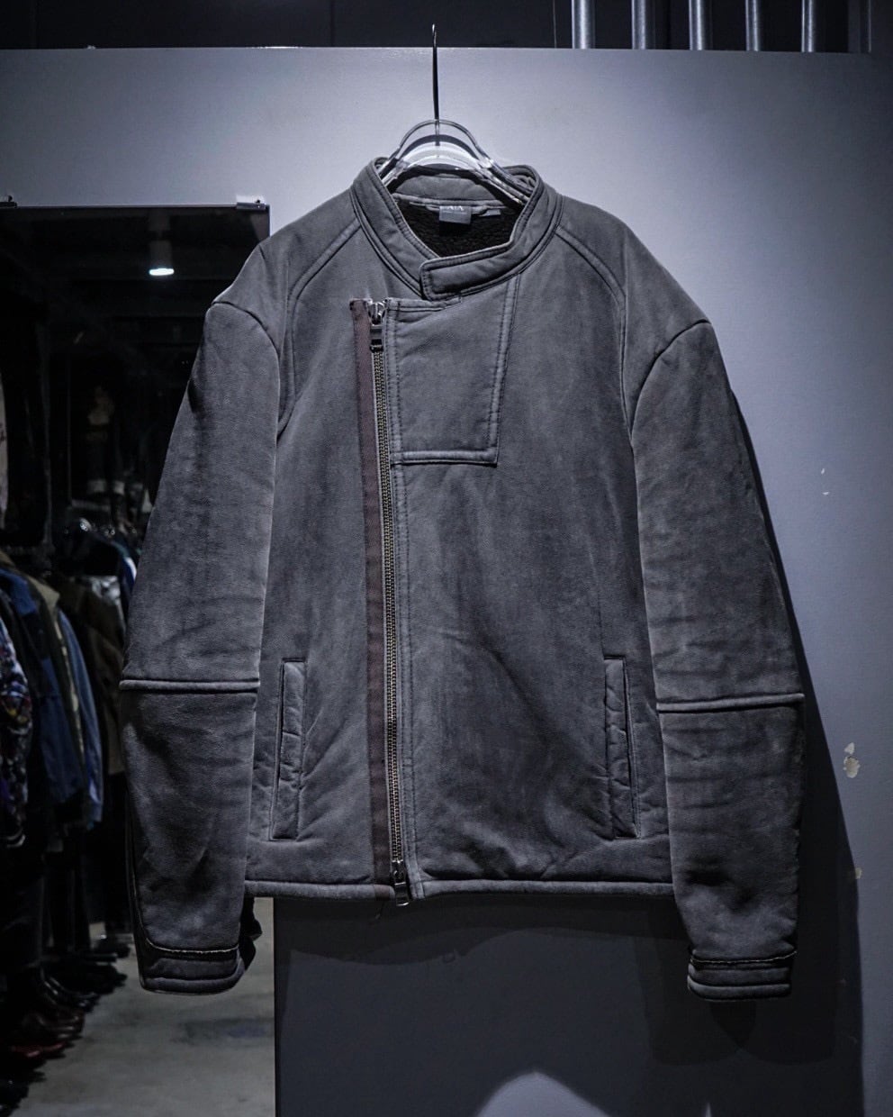 アルマーニ ARMANI mouton double zip riders add (C) vintage】