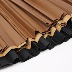 Aラインレザープリーツスカート W01005