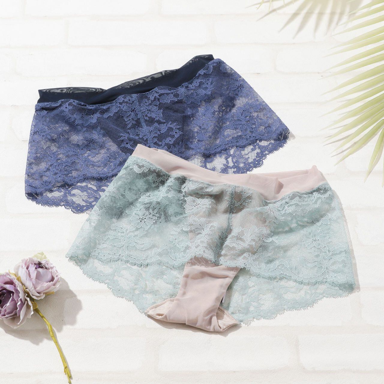 アロマティック AROMATIQUE レディース コットンリバーレース レーシィショーツ コットン100% 綿100% 日本製 ブランド ギフト プレゼント セージグリーン ラベンダー ネイビー グレー M LE755AR At029