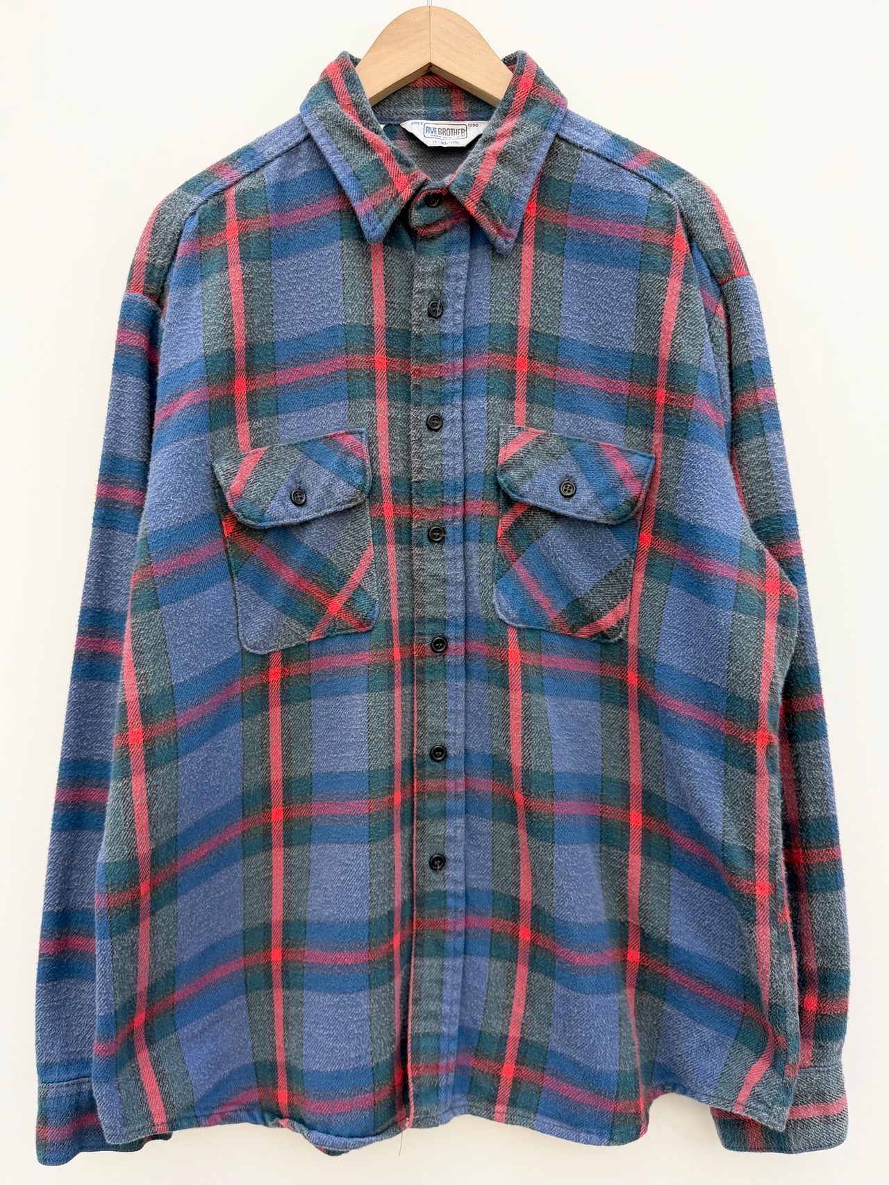 80s FIVE BROTHER FLANNEL SHIRT MADE IN USA Size XL