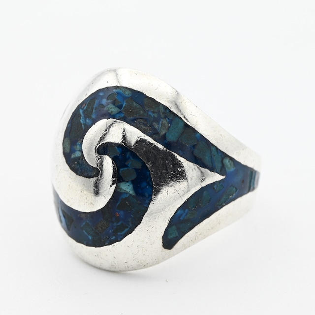 Crushed Turquoise Inlay Taxco Ring #12.5 / Mexico