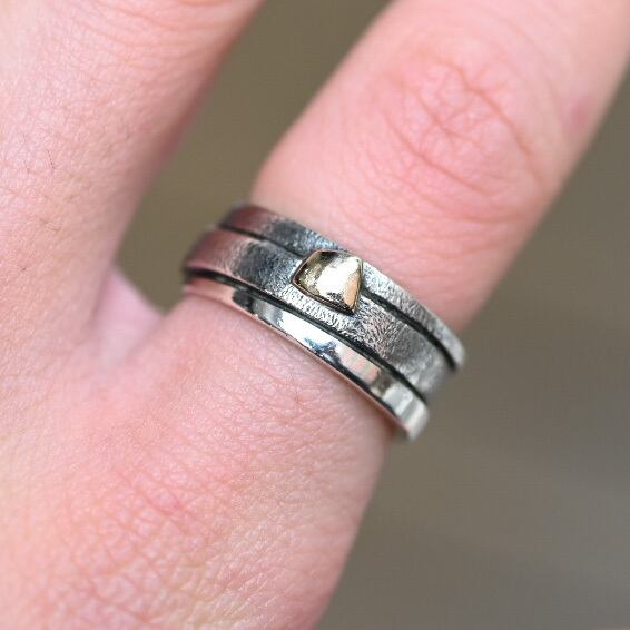 Modern Design Gold Pebble Ring By Jens J.Aagaard #16.5 / Denmark