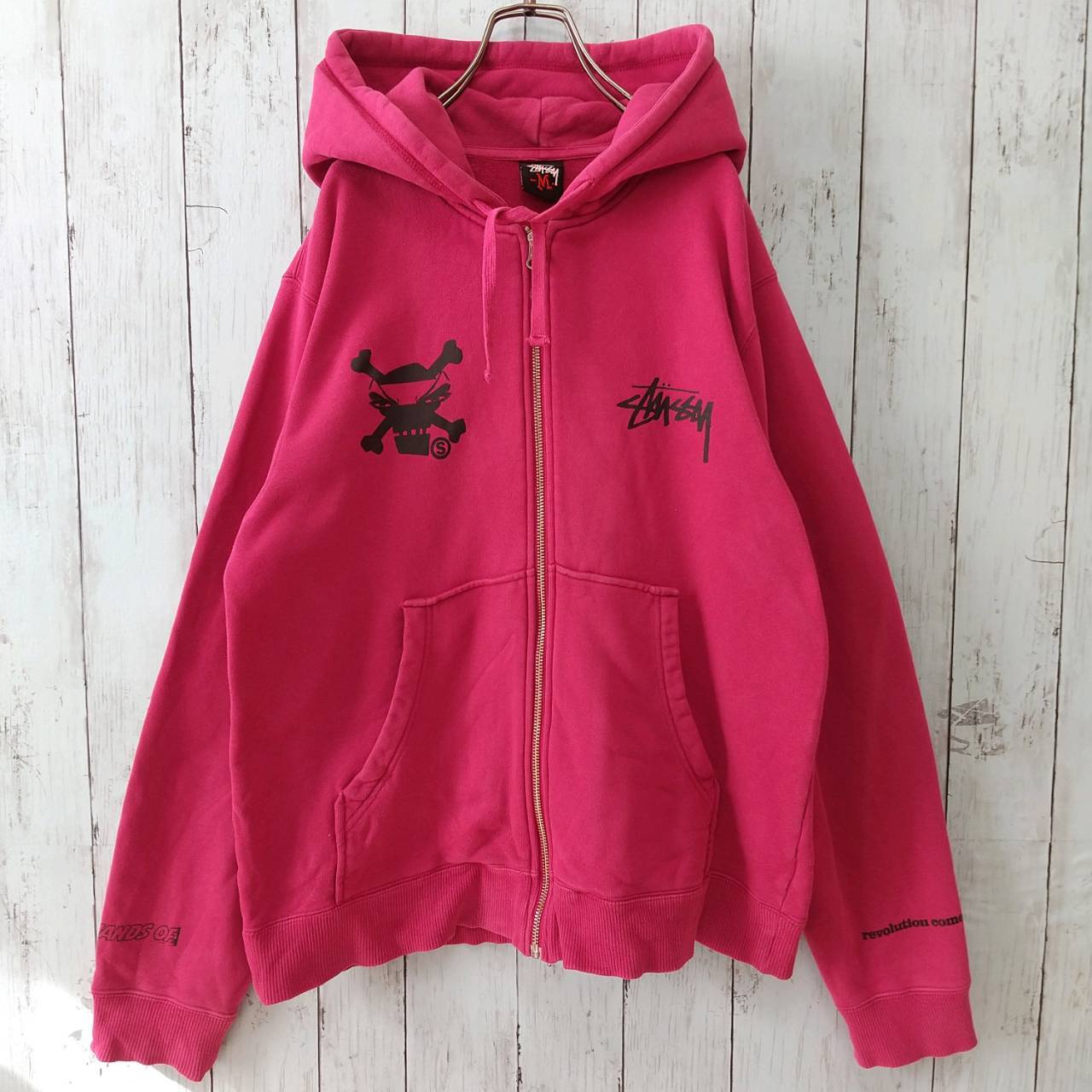 希少デザイン】ステューシー バックプリント ブラック ジップパーカー  