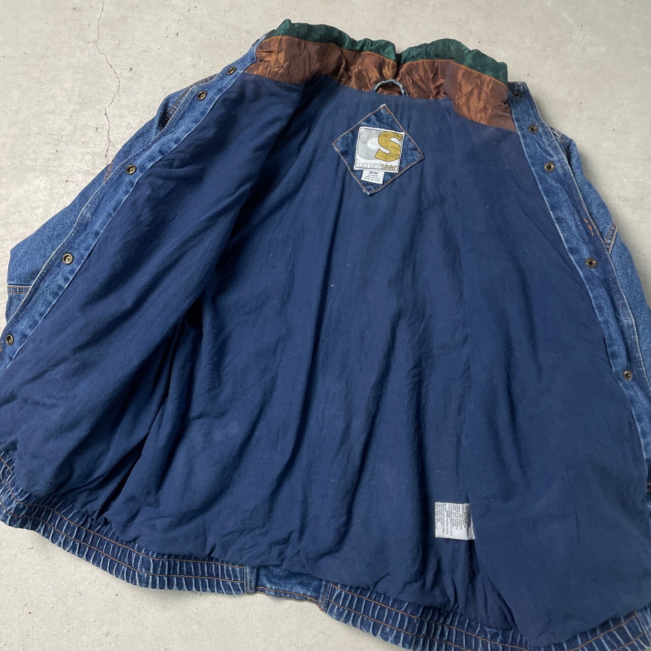 current seen 変形 デニムジャケット 切替デザイン チェック柄 メンズL 