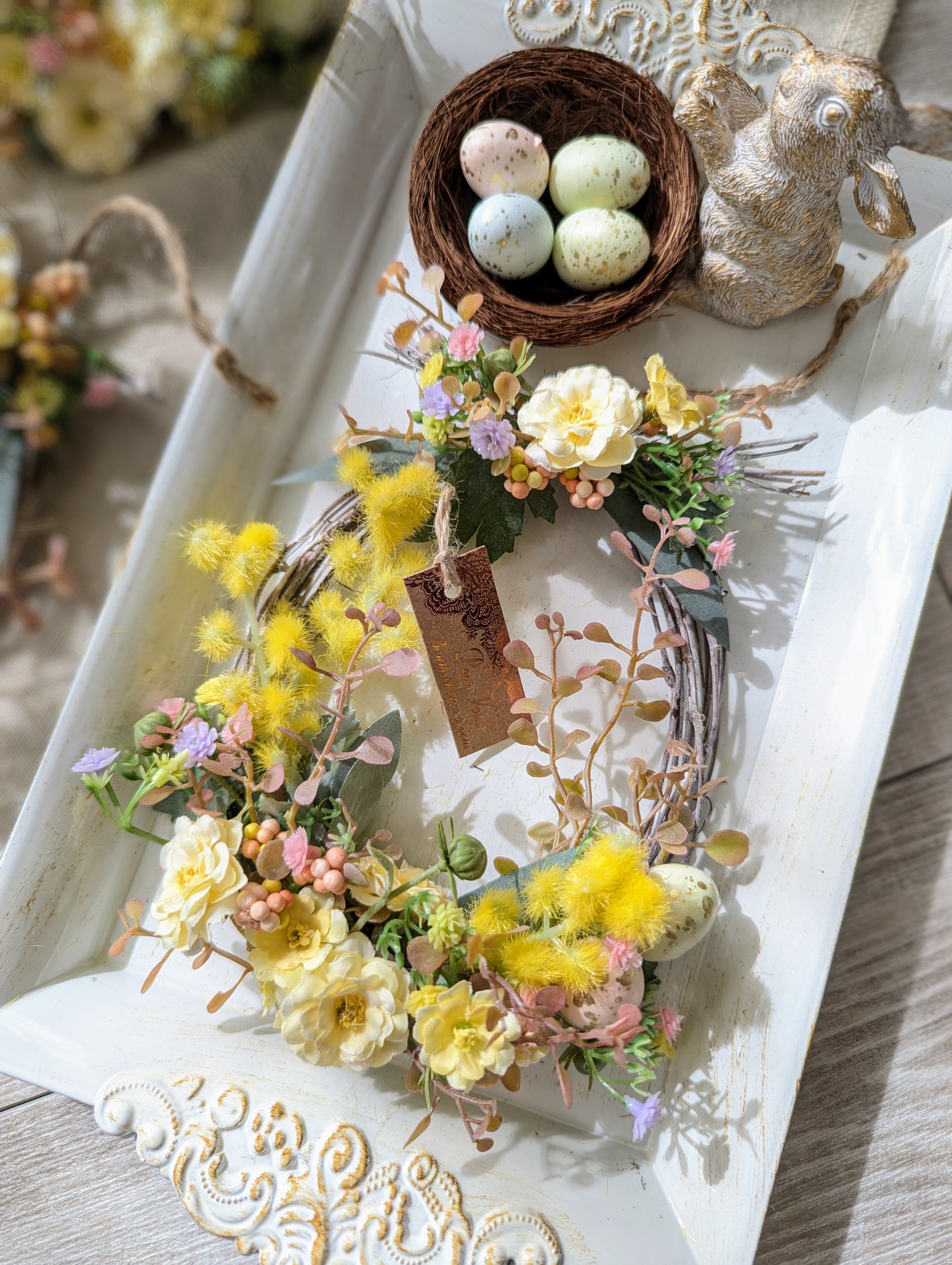 ミモザのドロップリース雫型リースオーバルリース ミモザのドロップ