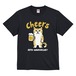 傘寿祝い ビール猫 Cheers 80歳 記念 ギフト 黒 Tシャツ