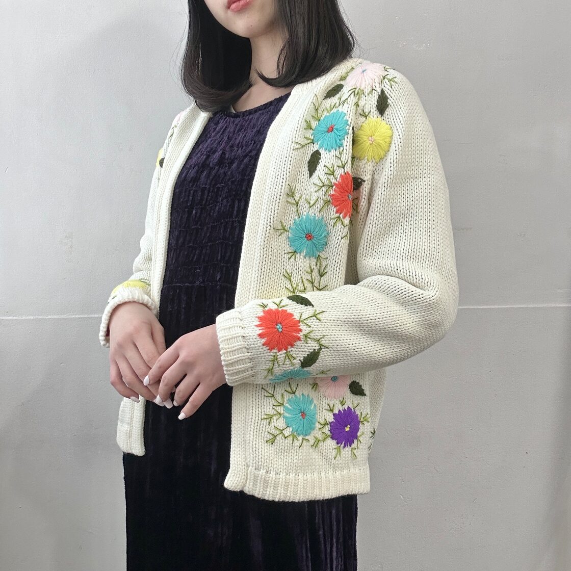 vintage花柄刺繍カーディガン | Pay ID 