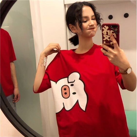 全2色 アニマル キャラクター ユニセックス ペア Tシャツ