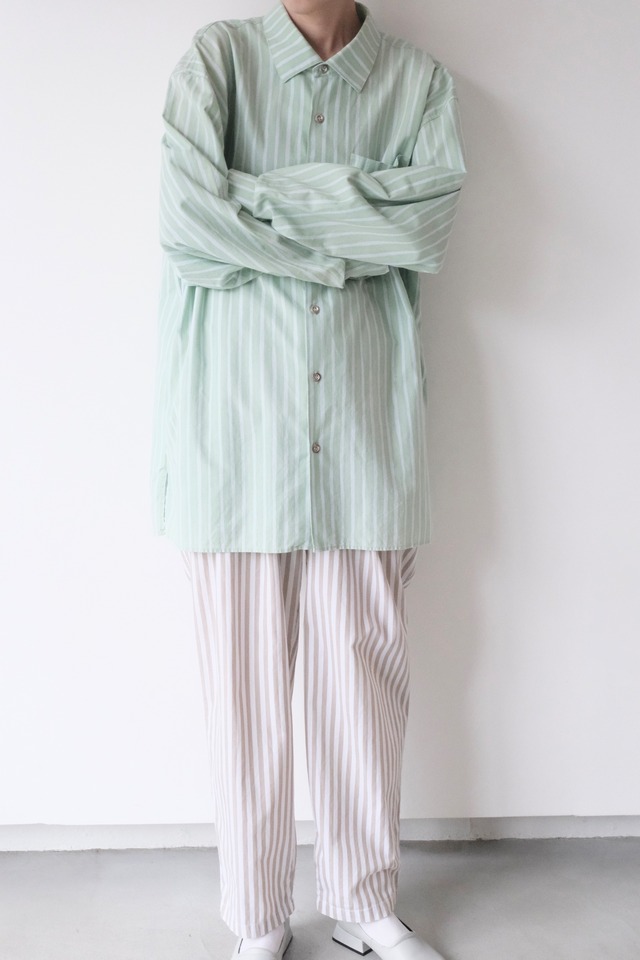 Striped Cotton High-Waist Trousers