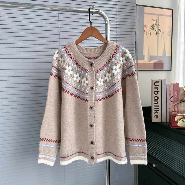 【outer】ジャカードニットカーデ　M33242